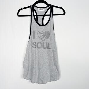 SoulCycle I Love Soul Racerback Tank Top XSmall XS Gray Black Trim Scoop Neck